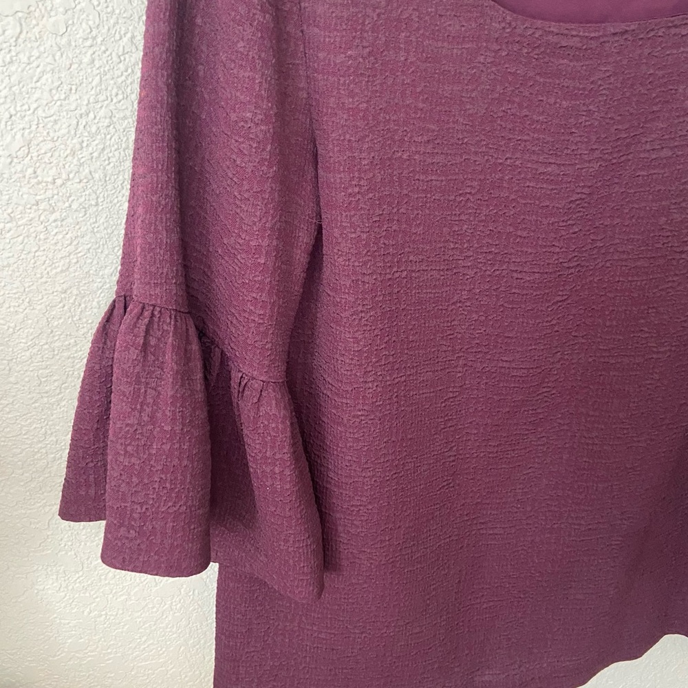 Like New! Calvin Klein Lined Crepe Square Neck Blouse Bell 3/4 Sleeves - Picture 2 of 4